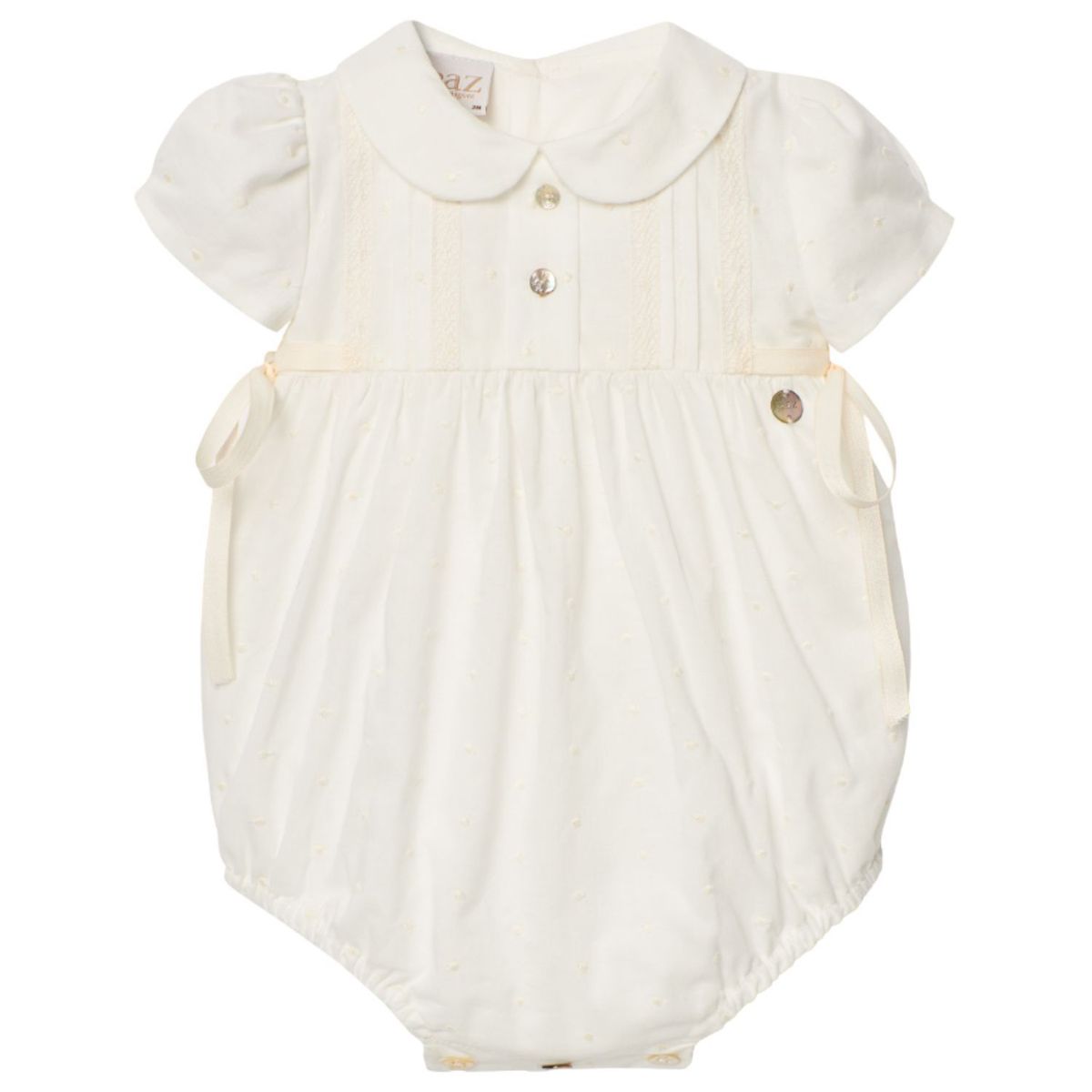 PAZ RODRIGUEZ - Enterizo Bebé Niño Niña Tela Bordada Bautizo Algodón.