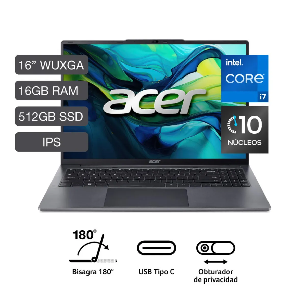 ACER - Laptop Acer Aspire Lite Intel® Core¿ I7-1255u 16 Gb 512 Gb  Wuxga (1920 X 1200)