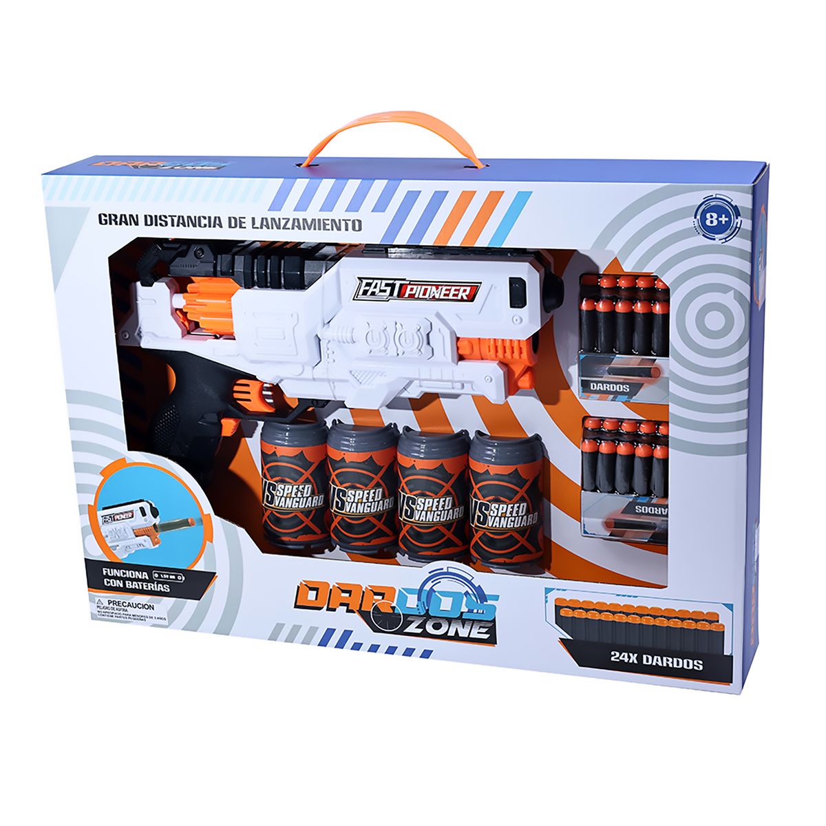 KIDS N PLAY - Lanzador Ráfaga Eléctrica Rápida 24 Dardos Blandos