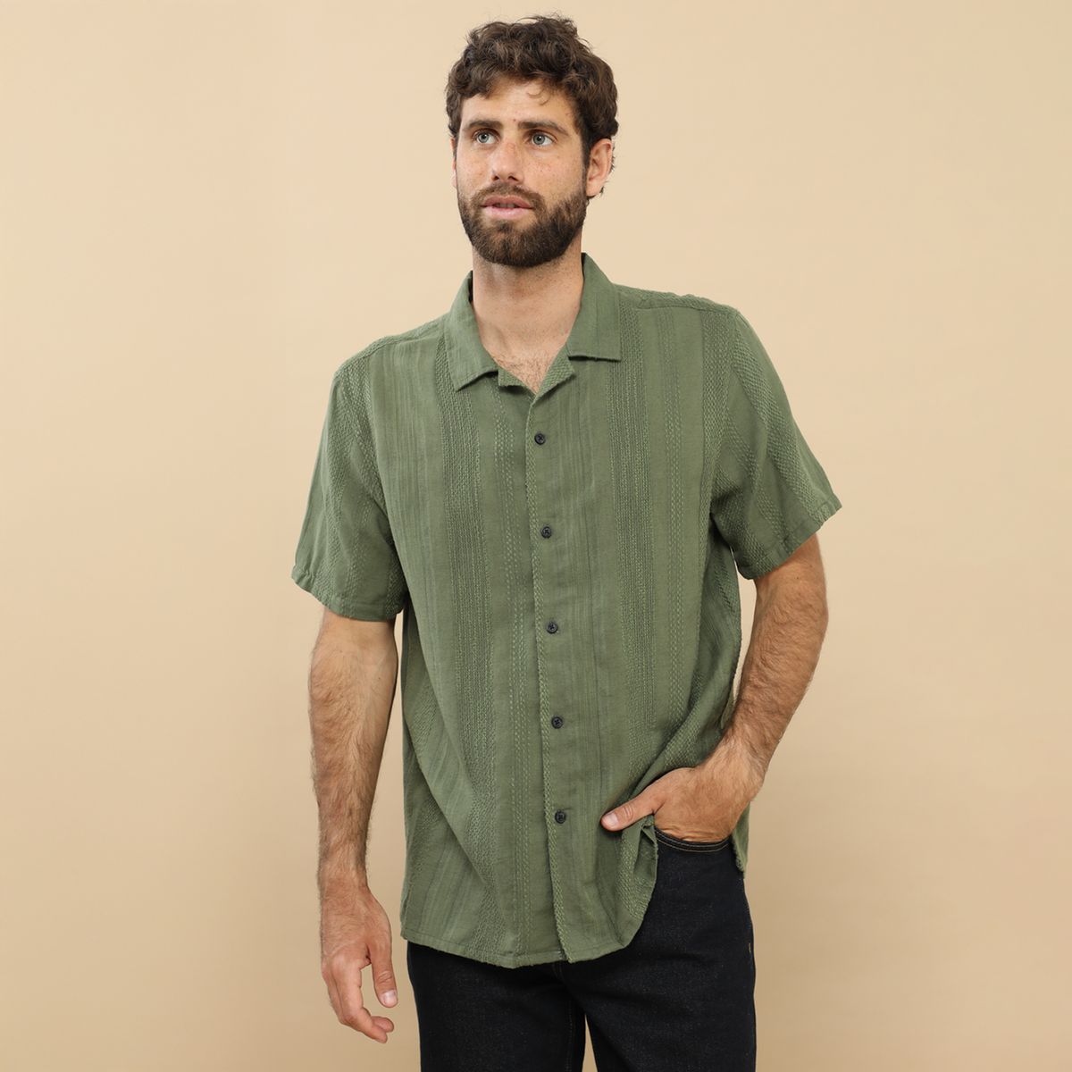 BASEMENT - Camisa Sport  M Cc Tejida