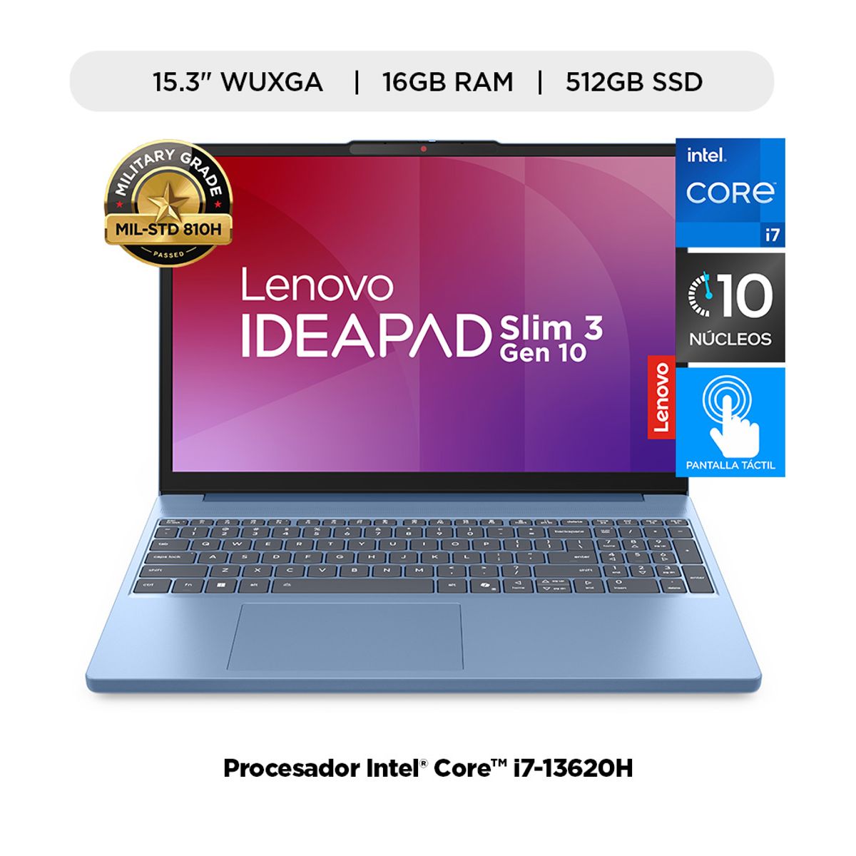 LENOVO - Laptop Intel Core I7 16gb 512gb Ssd Ideapad Slim 3i 15.3" Wuxga Tactil