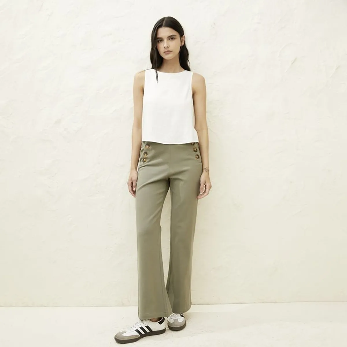 BASEMENT - Pantalón Flare Tiro Alto Mujer Basement