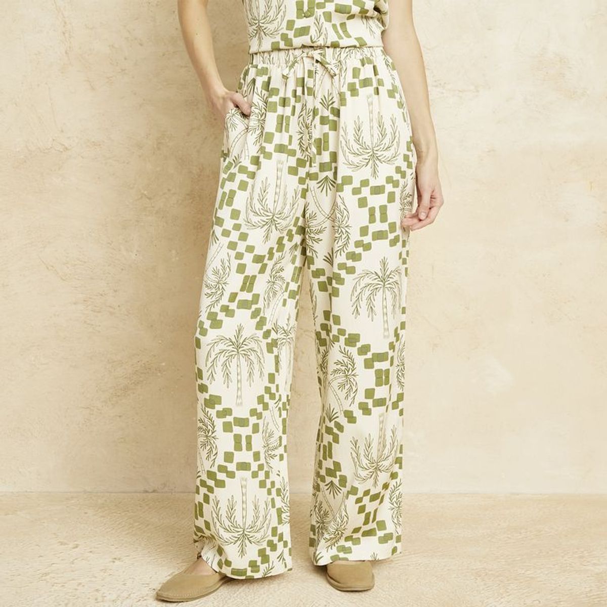 BASEMENT - Pantalón Fluido Tiro Alto Mujer Basement