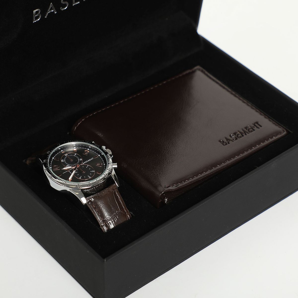 BASEMENT - Set Joyero Con Reloj Cuero Y Billetera Hombre