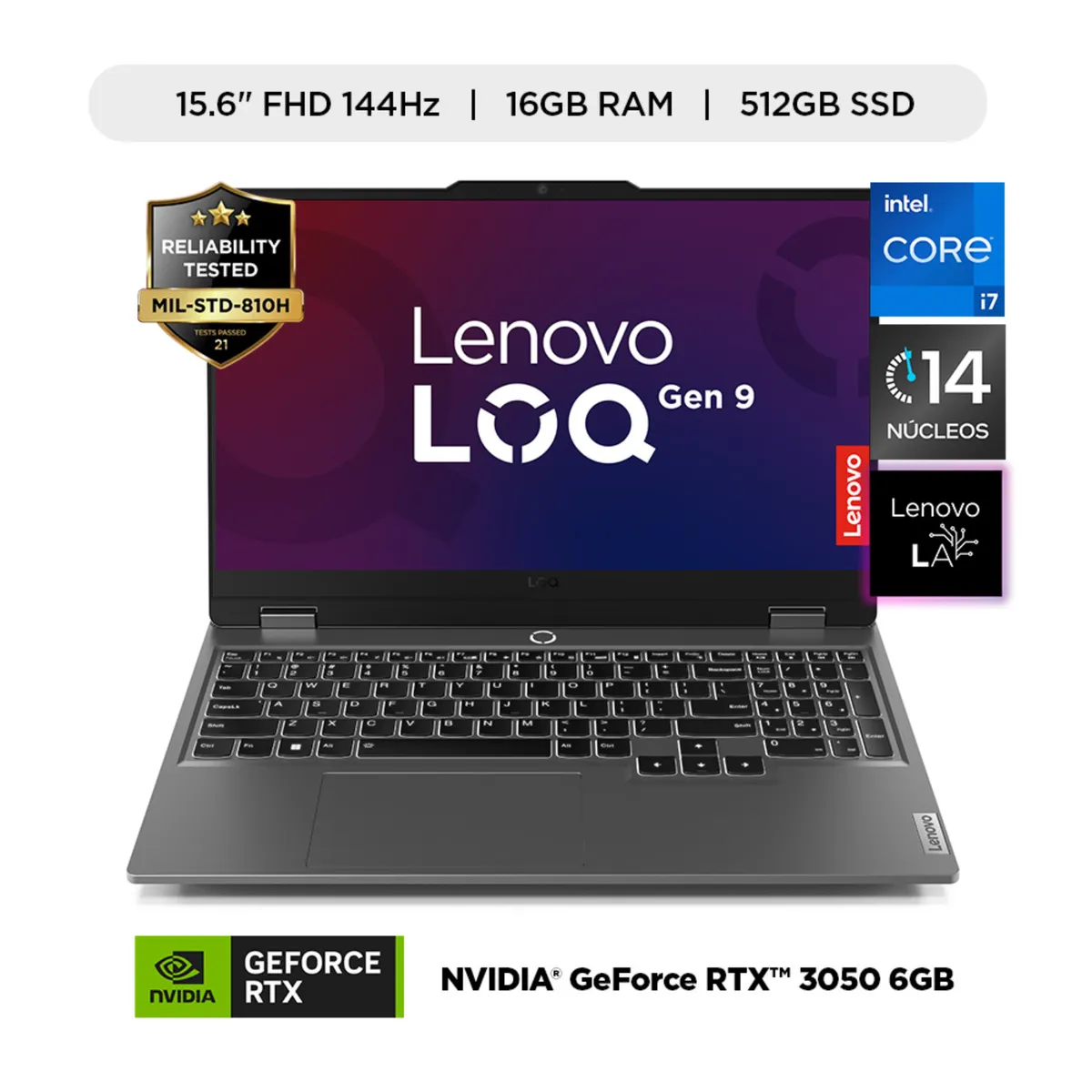 LENOVO - Laptop Gamer Lenovo LOQ Intel Core i7 RTX 3050 16GB RAM 512GB SSD 15.6"
