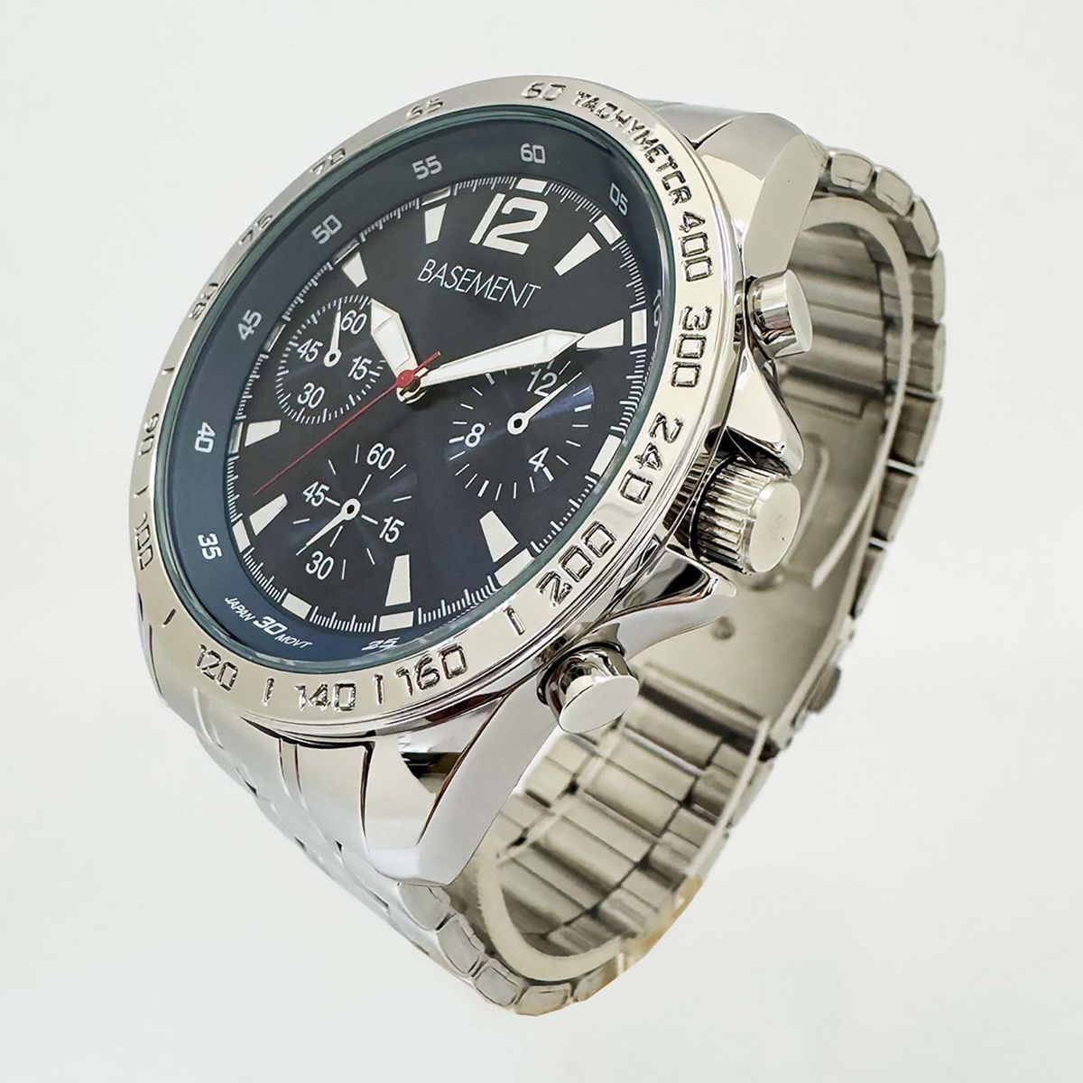 BASEMENT - Reloj Metal Hombre Plateado + Estuche