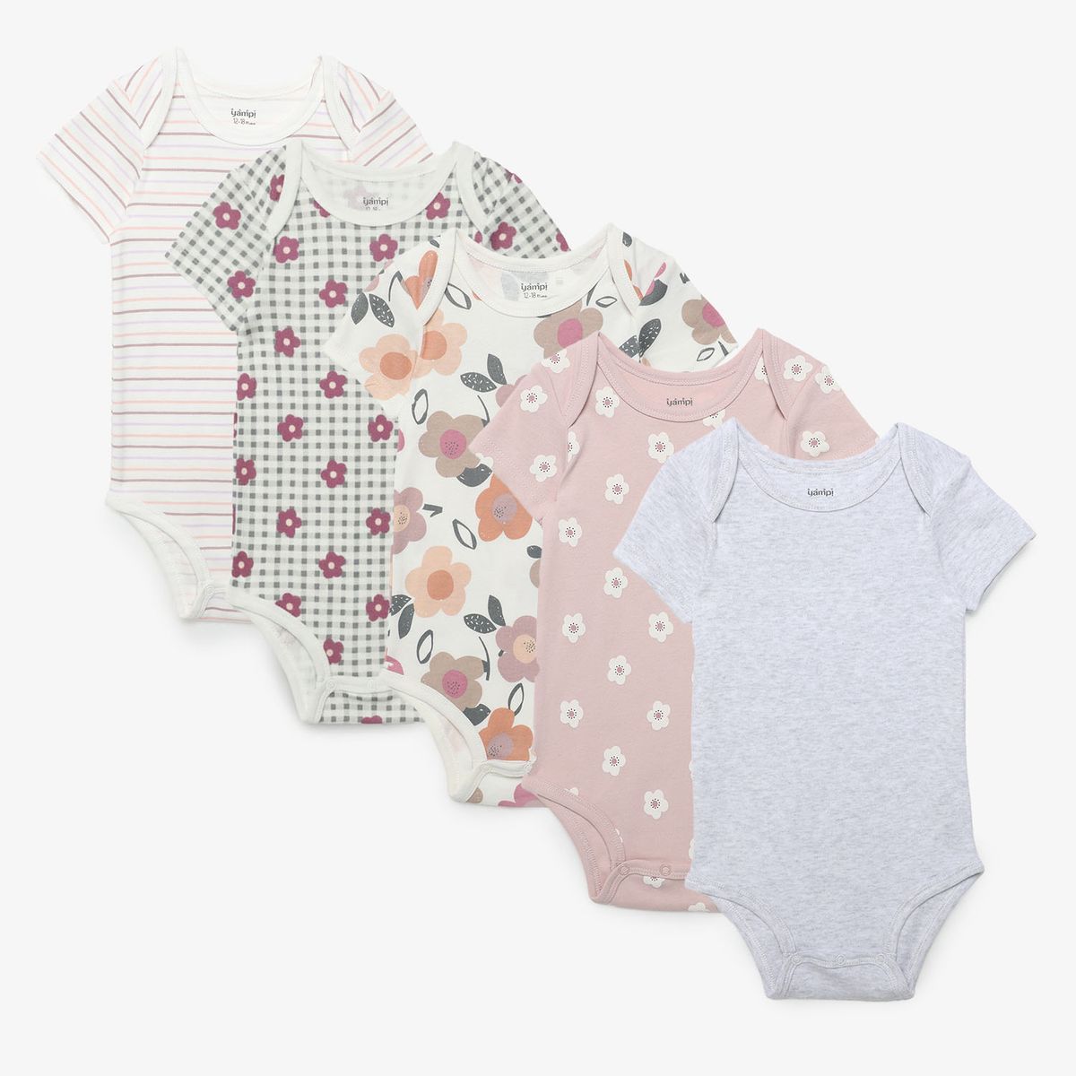 YAMP - Body Bebé Niña Pack X5 Algodón Yamp