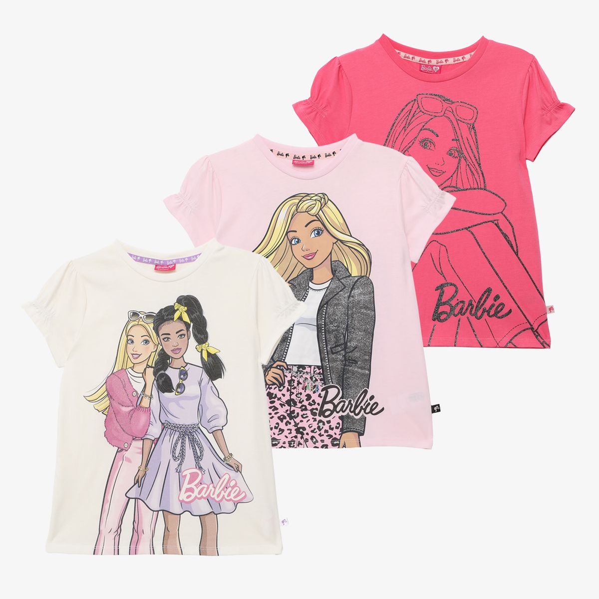 BARBIE - Polo Niña Pack X3 Manga Corta Algodón Barbie