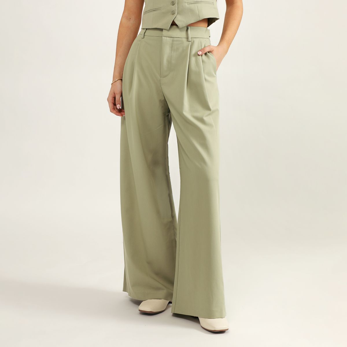 SYBILLA - Pantalón Wide Leg Tiro Alto Mujer Sybilla