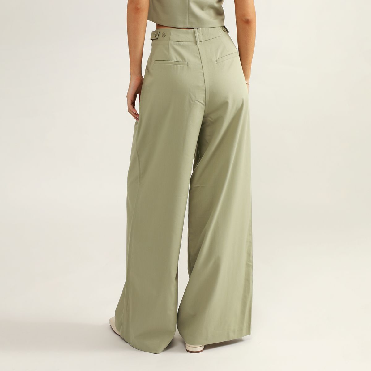 SYBILLA - Pantalón Wide Leg Tiro Alto Mujer Sybilla