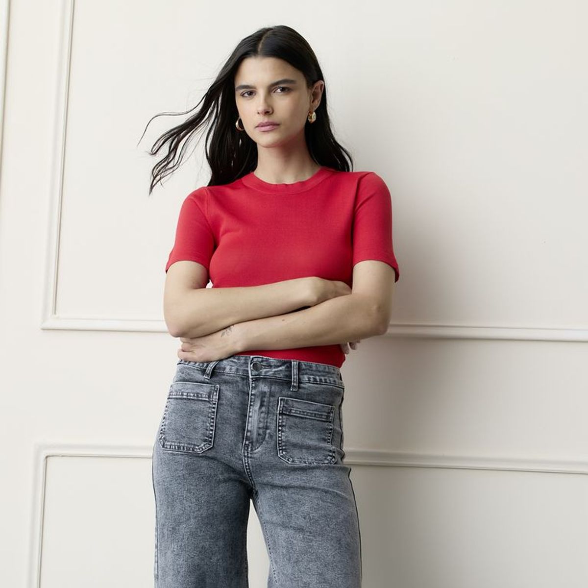 BASEMENT - Chompa Manga Corta Mujer Basement