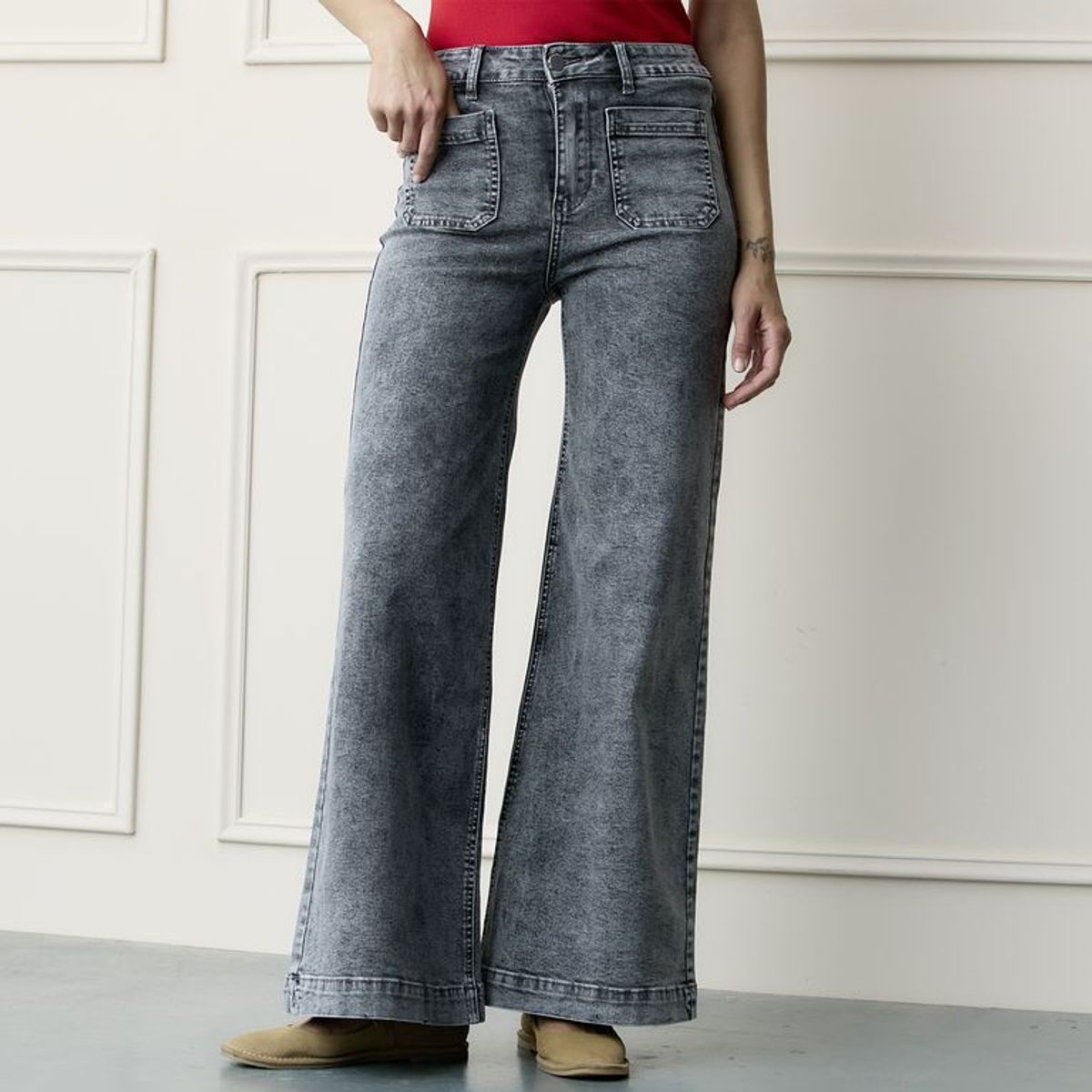 BASEMENT - Jean Wide Leg Tiro Alto Mujer Basement