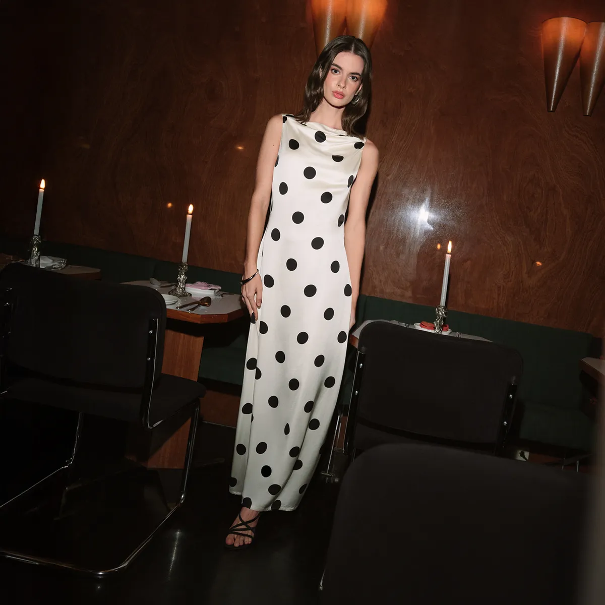 BASEMENT - Vestido Largo Polka Dots Mujer Basement Studio