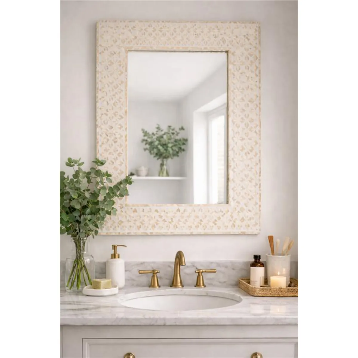 BASEMENT HOME - Espejo Rectangular Capiz 80x60cm