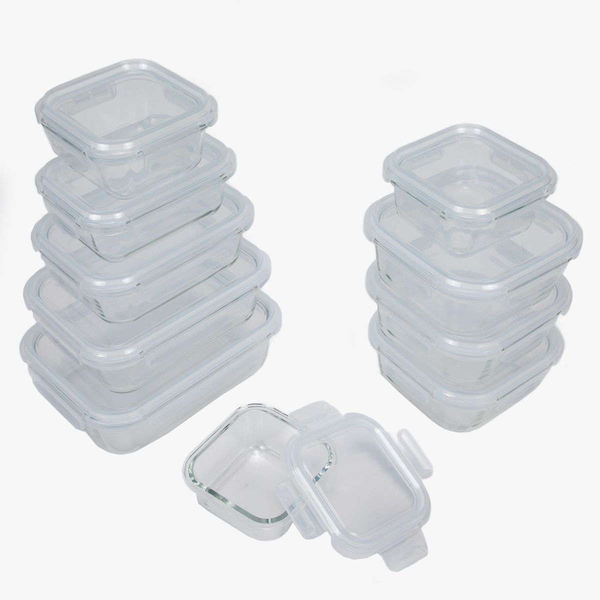 MICA - Set x10 Contenedores Herméticos Vidrio con Tapa