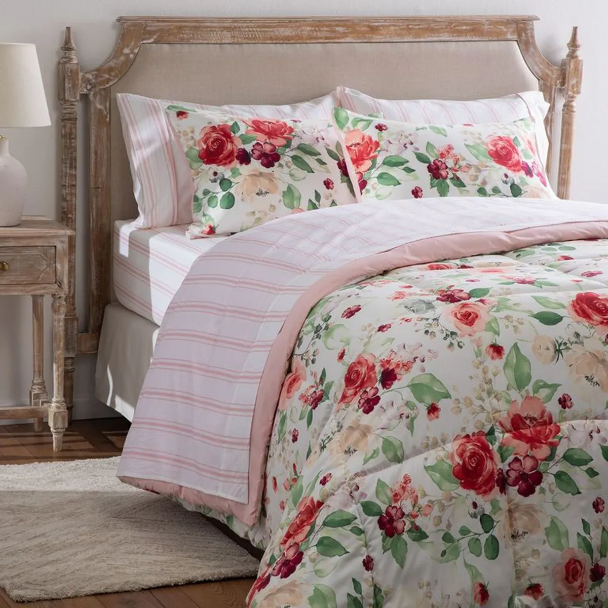 ROBERTA ALLEN - Juego de Cama: Edredón Ligero + Juego de Sábanas + Manta