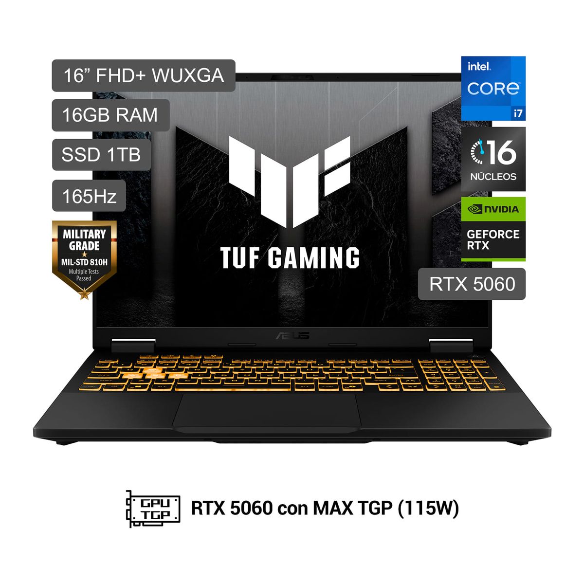 ASUS - Laptop Asus Tuf Gaming F16 Intel Core I7-14650hx 16gb 1tbssd Rtx5060 16" Fhd+