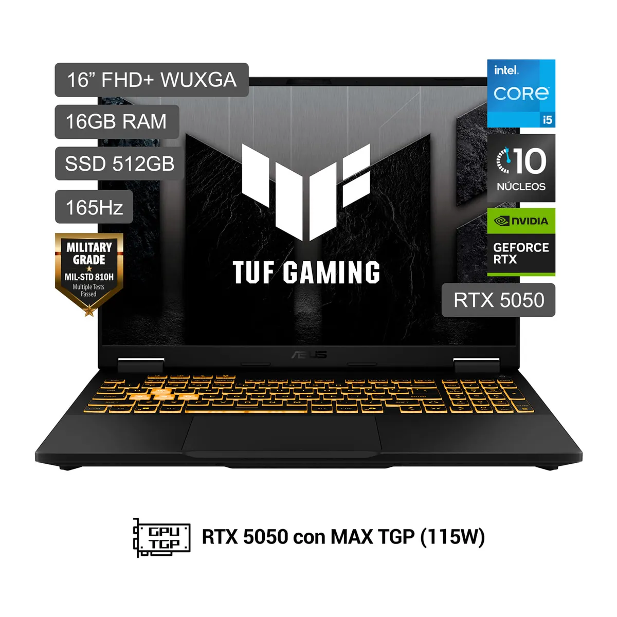 ASUS - Laptop Asus Tuf Gaming F16 Intel Core I5-13450hx 16gb 512gbssd Rtx5050 16" Fhd+