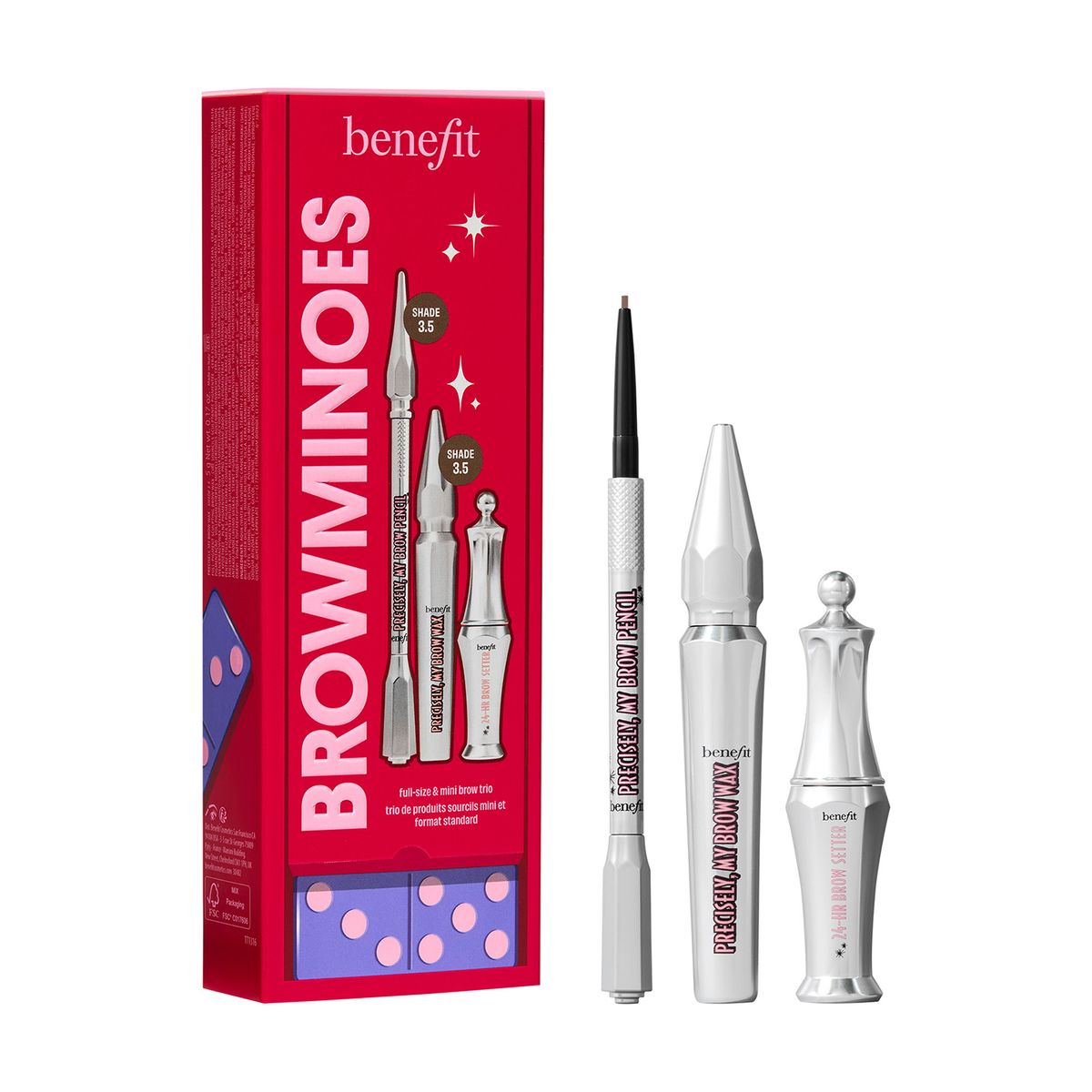 BENEFIT - Set De Cejas Browminoes - Lápiz De Ceja, Gel 24hr Y Cera Con Color