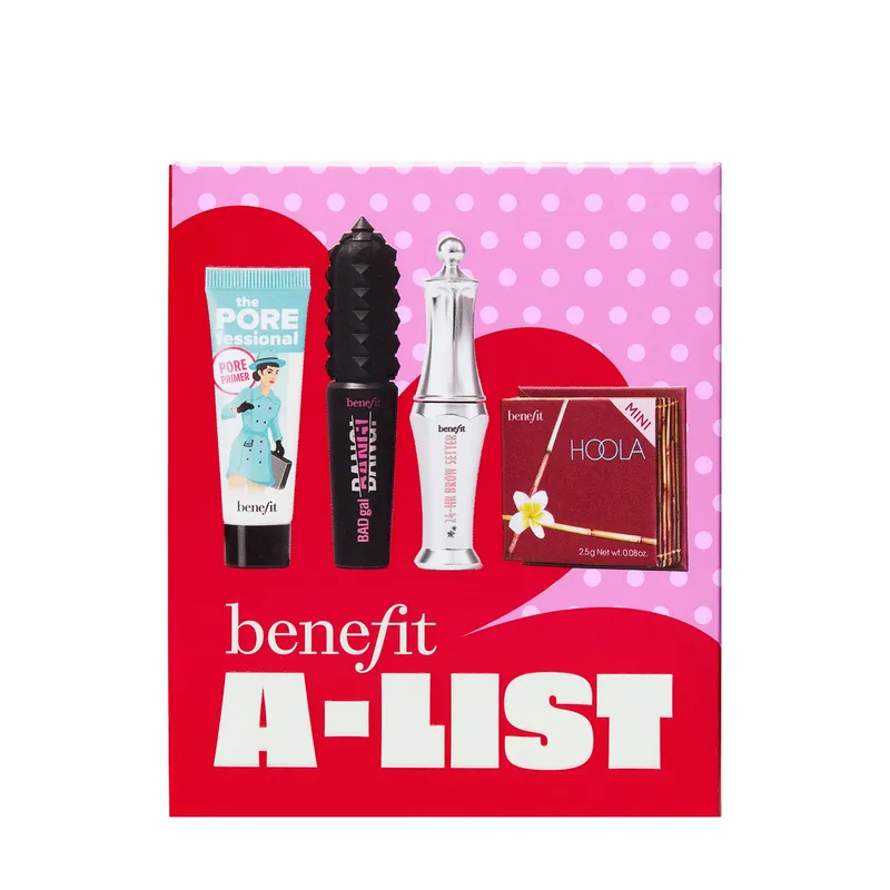 BENEFIT - Set De Minis Benefit A List - Máscara, Gel 24hr, Bronzer, Primer Y Sample Mascarilla