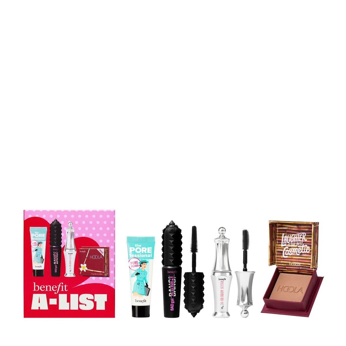 BENEFIT - Set De Minis Benefit A List - Máscara, Gel 24hr, Bronzer, Primer Y Sample Mascarilla