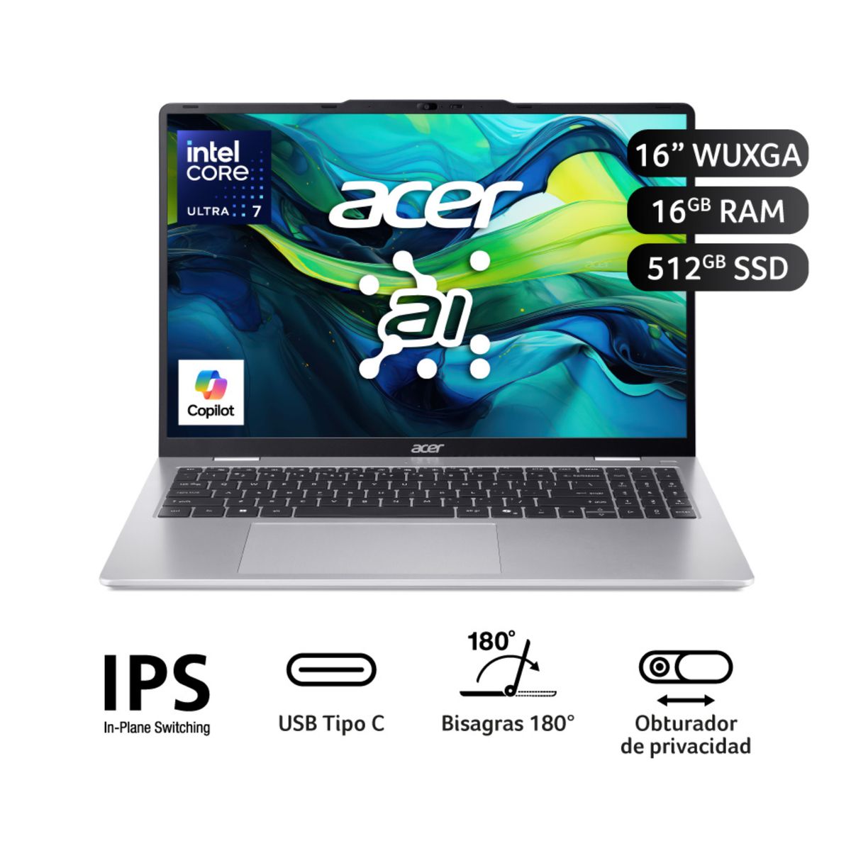 ACER - Laptop Acer Aspire Lite Intel® Core¿ Ultra 7 Processor 155u 16 Gb 512 Gb  Wuxga (1920 X 1200)