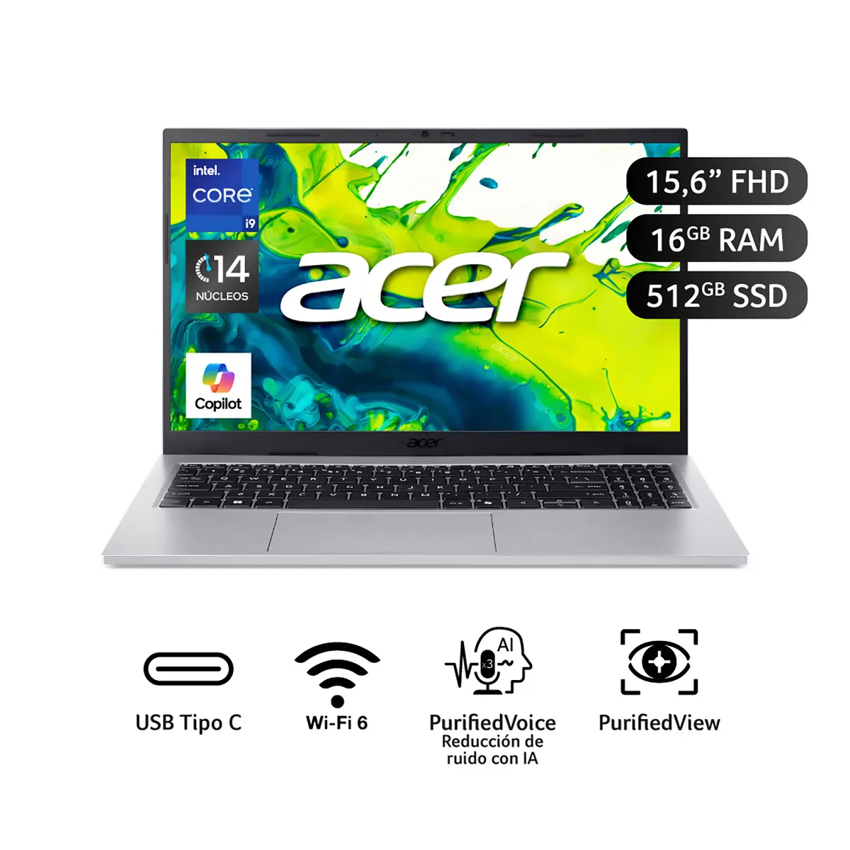 ACER - Laptop Acer Aspire Go  Intel Core I9-13900H 16 GB RAM 512 GB SSD 15.6" Fhd (1920 X 1080) 60Hz
