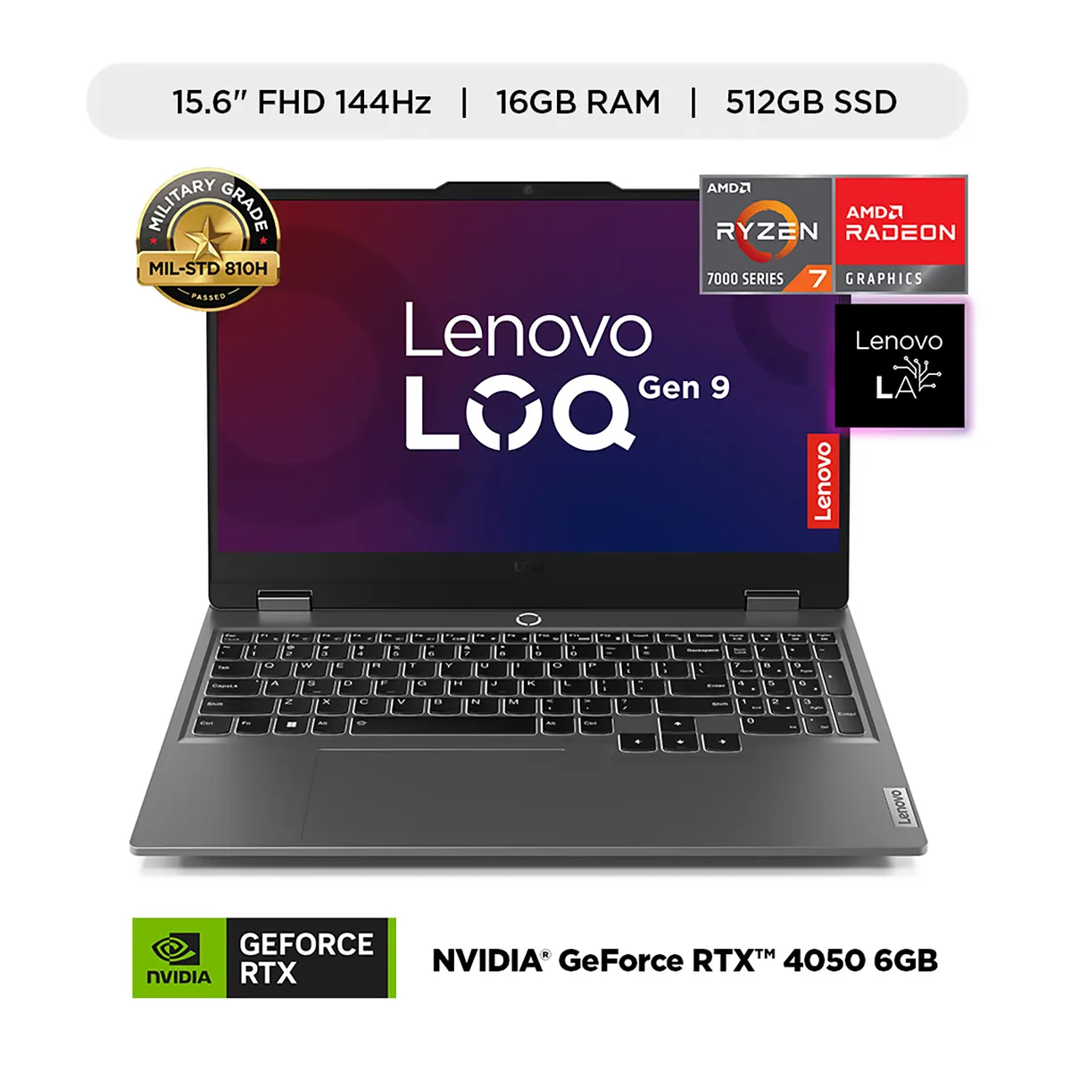 LENOVO - Laptop Gamer Loq  Amd Ryzen 7 Rtx 4050 16gb Ram 512 Gb Ssd 15.6" Fhd 144hz Serie 7000