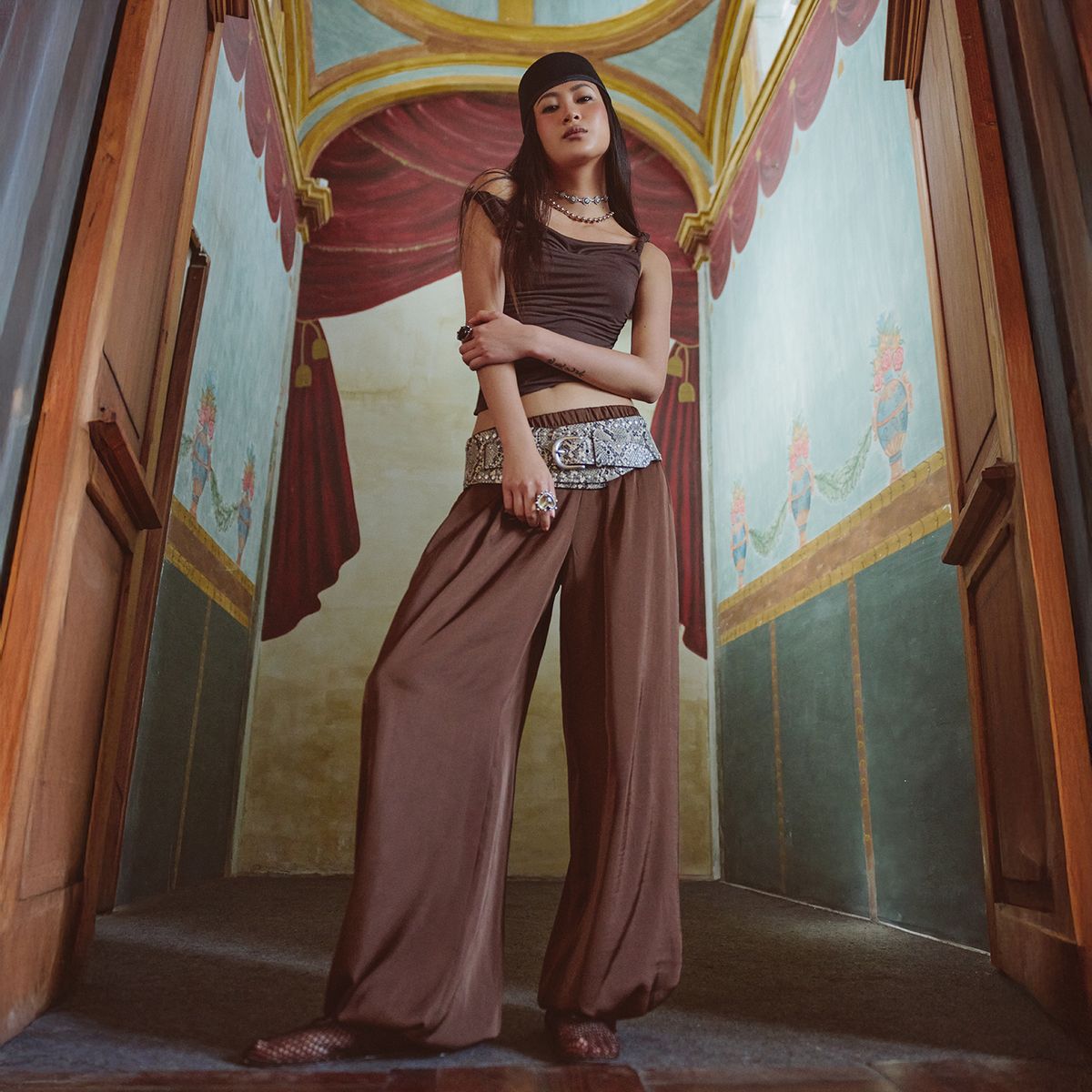 DENIMLAB - Pantalón Bombacho Tiro Medio Mujer Denimlab