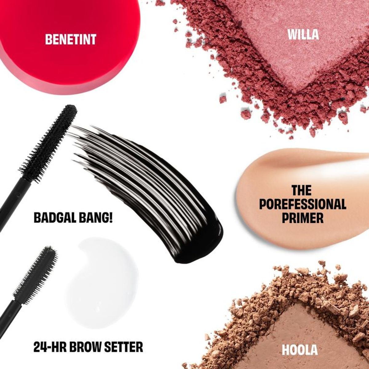 BENEFIT - Set De Minis I Spy Beauty - Gel 24hr, Máscara Badgal Bang, Rubor Willa, Hoola Bronzer