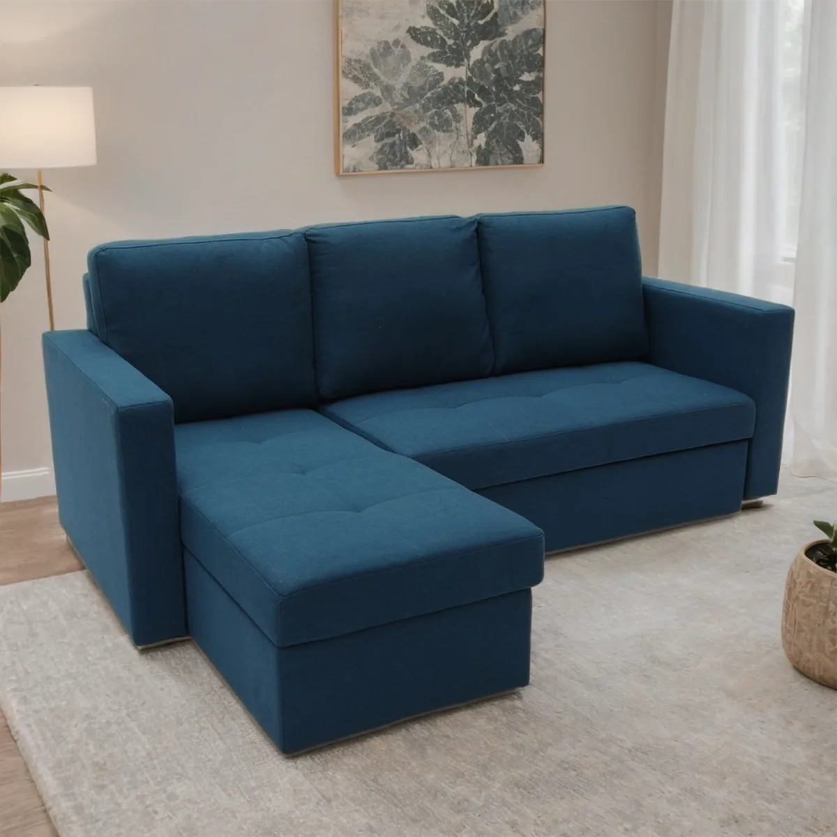 MICA - Futón Seccional Convertible Alex 3 Cuerpos Izquierdo 2 Plz Con Almacenamiento y Posavasos