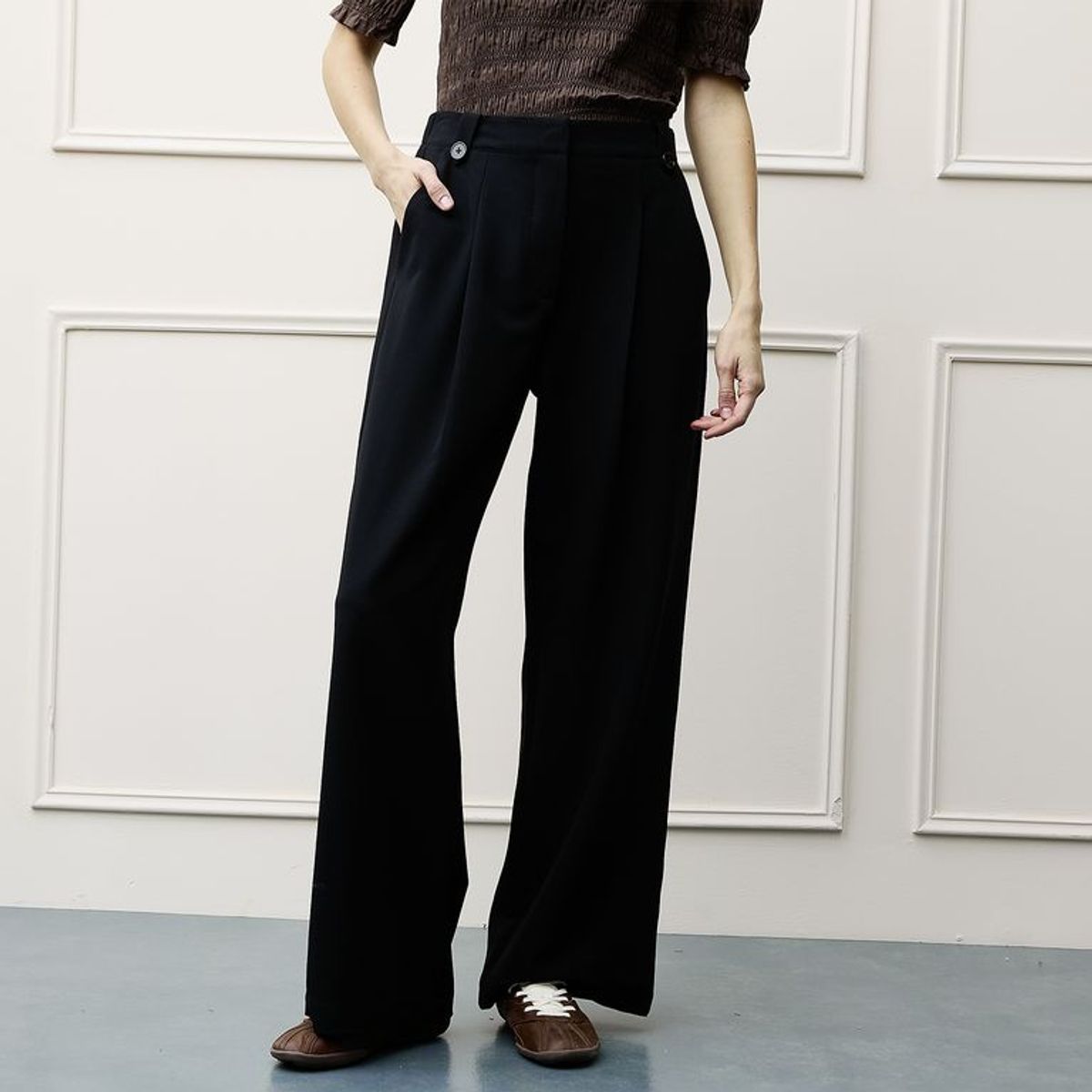 BASEMENT - Pantalón Straight Tiro Alto Mujer Basement