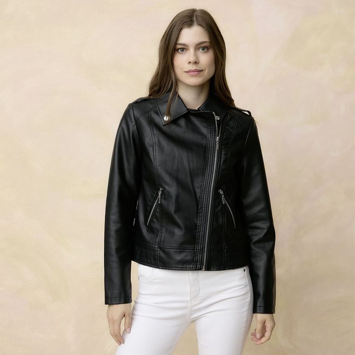 ELLE - Casaca Efecto Cuero Mujer Elle