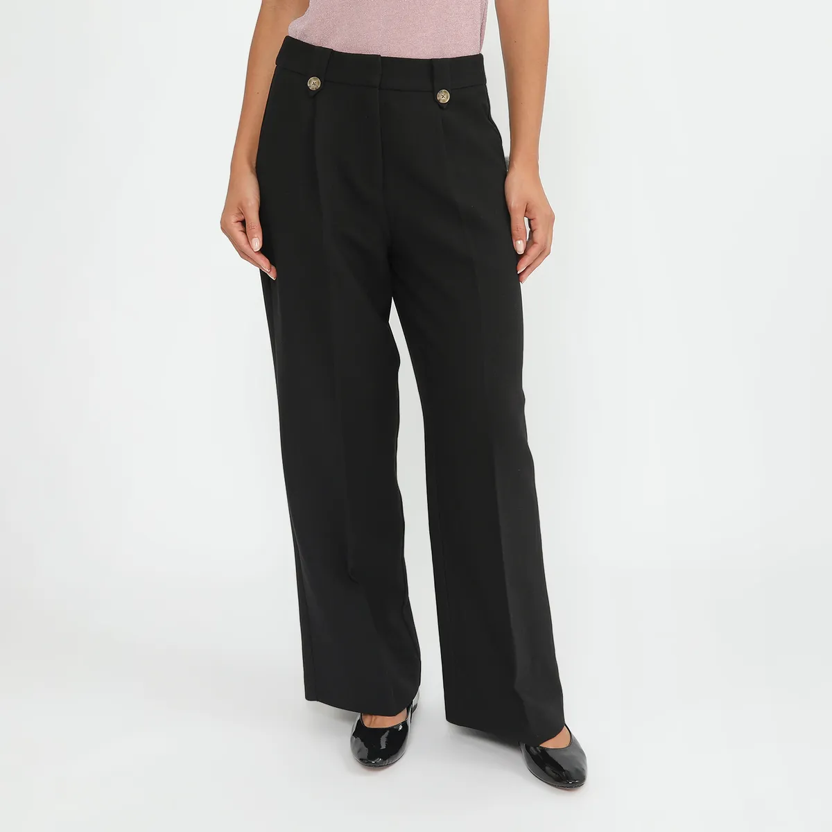 ELLE - Pantalón Wide Leg Tiro Alto Mujer Elle