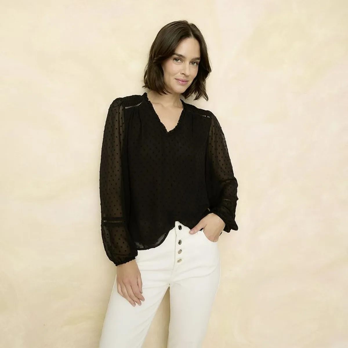 ELLE - Blusa Manga Larga Mujer Elle