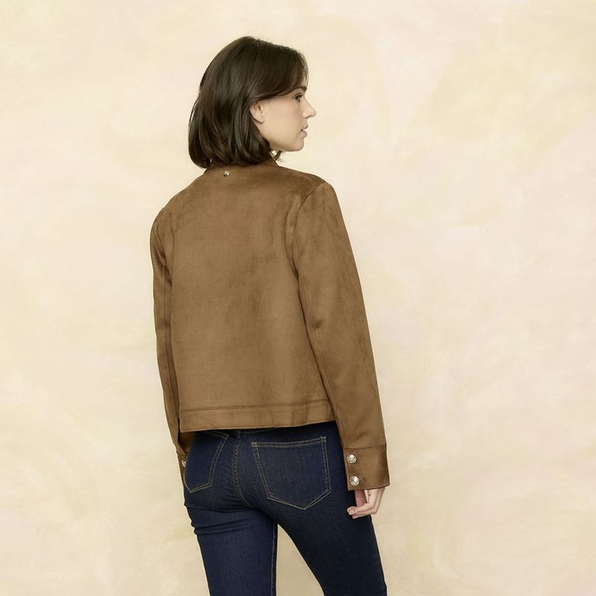 ELLE - Casaca Efecto Suede Mujer Elle