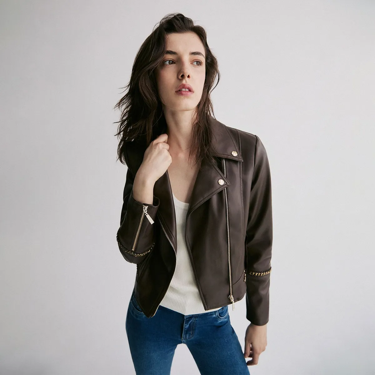 MOSSIMO - Casaca Efecto Cuero Mujer Mossimo