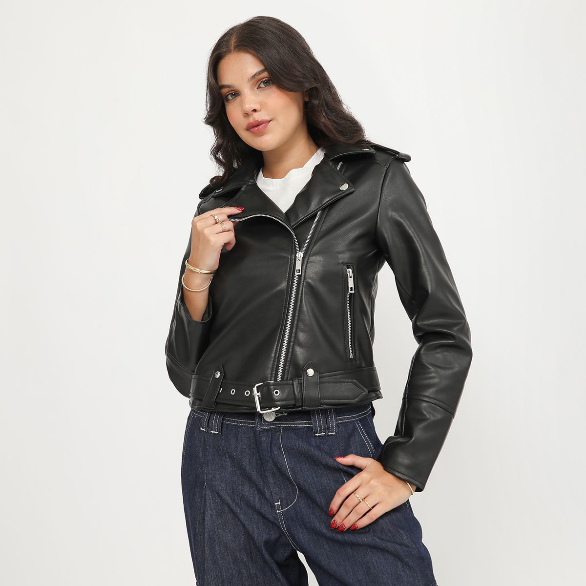 SYBILLA - Casaca Efecto Cuero Mujer Sybilla