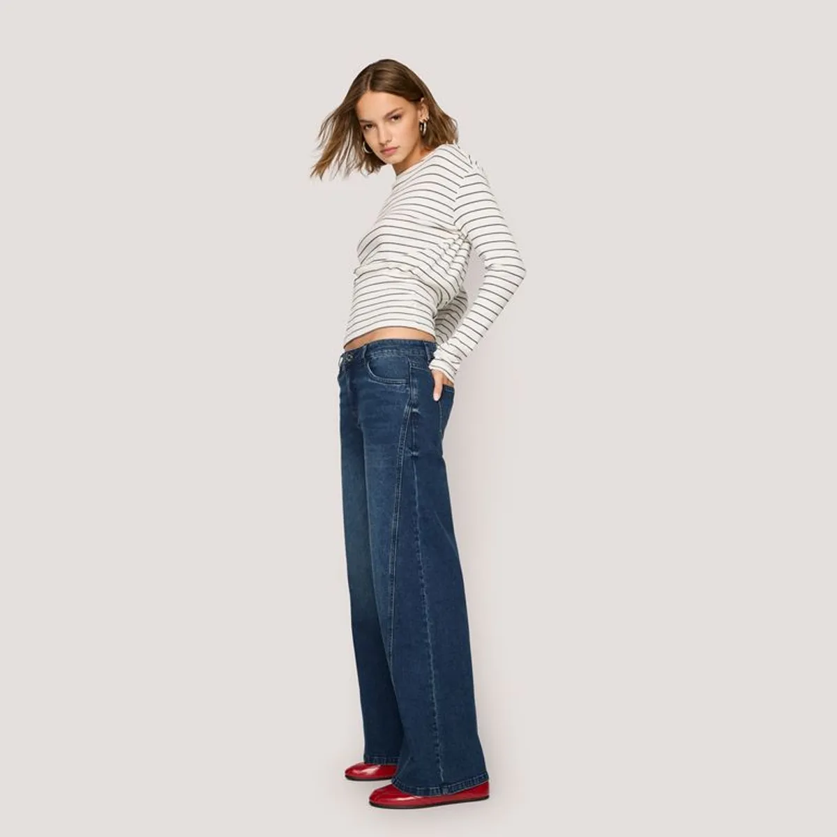 SYBILLA - Jean Wide Leg Tiro Bajo Mujer Sybilla