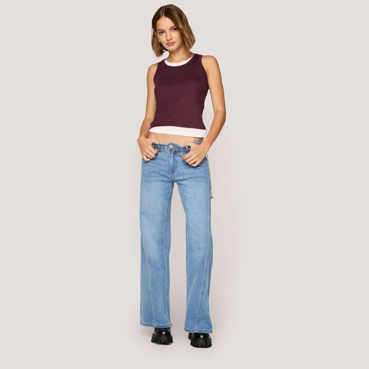 SYBILLA - Jean Wide Leg Tiro Bajo Mujer Sybilla