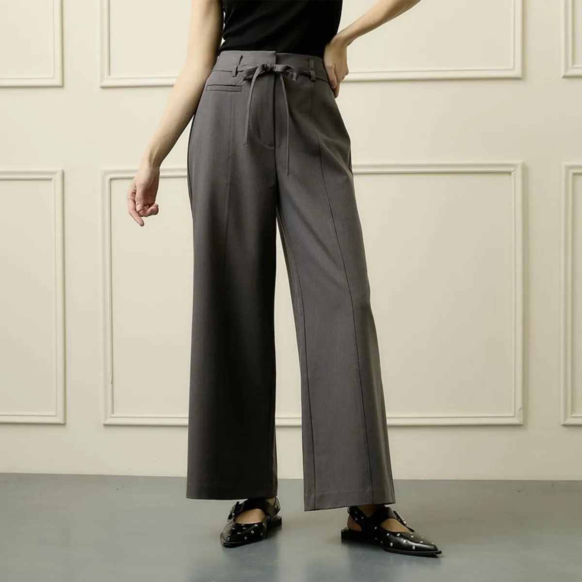 BASEMENT - Pantalón Wide Leg Tiro Alto Mujer Basement