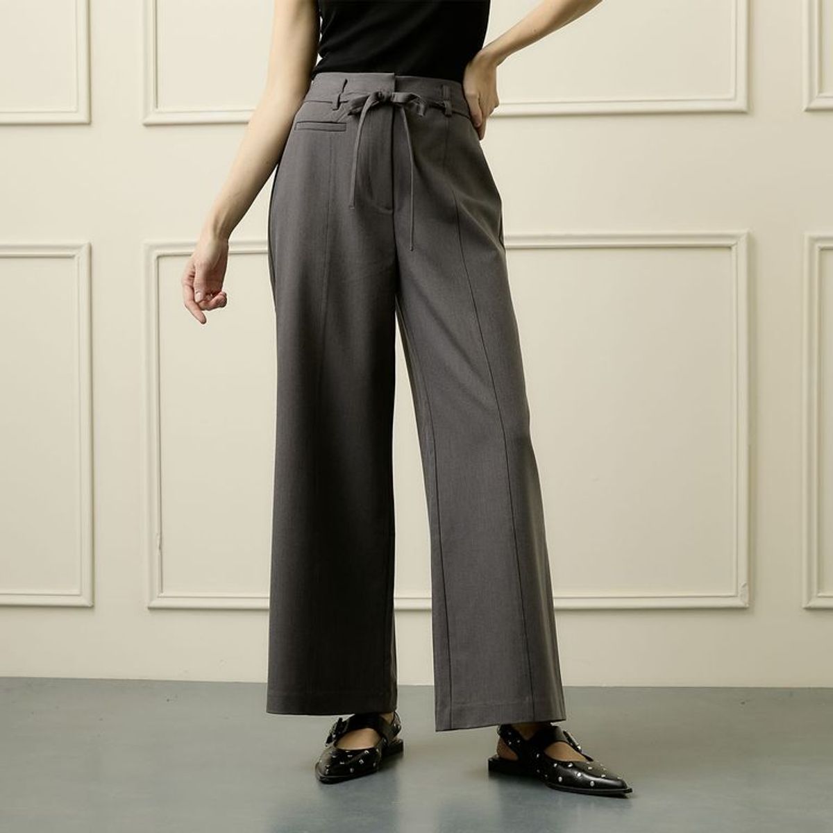 BASEMENT - Pantalón Wide Leg Tiro Alto Mujer Basement