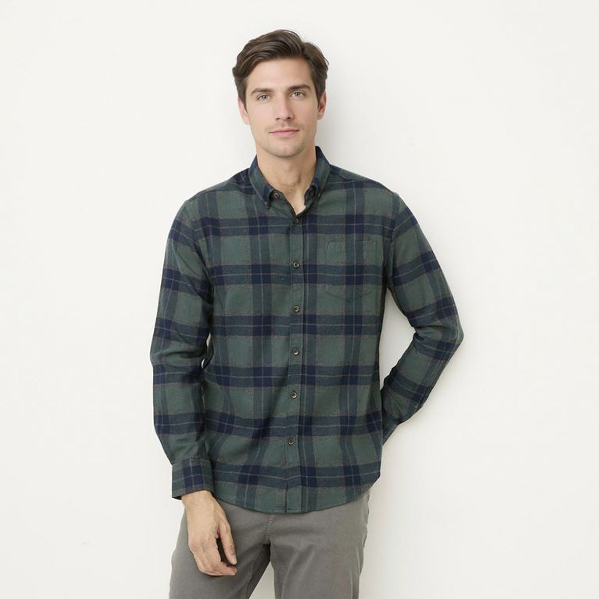 NEWPORT - Camisa Algodón Manga Larga Casual Hombre Newport