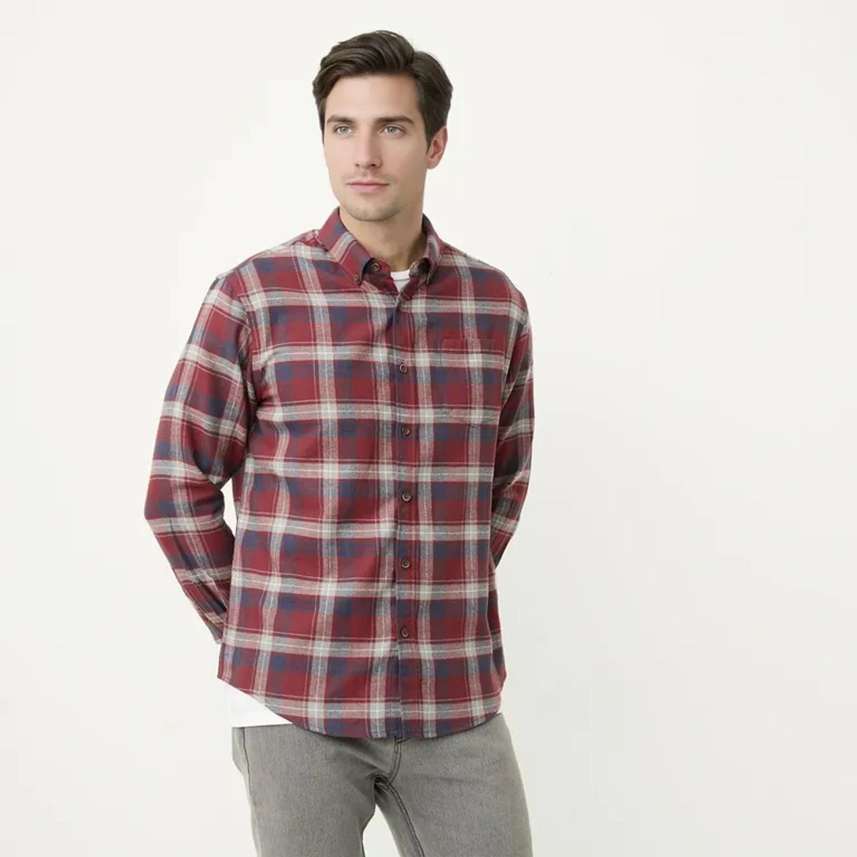 NEWPORT - Camisa Algodón Manga Larga Casual Hombre Newport