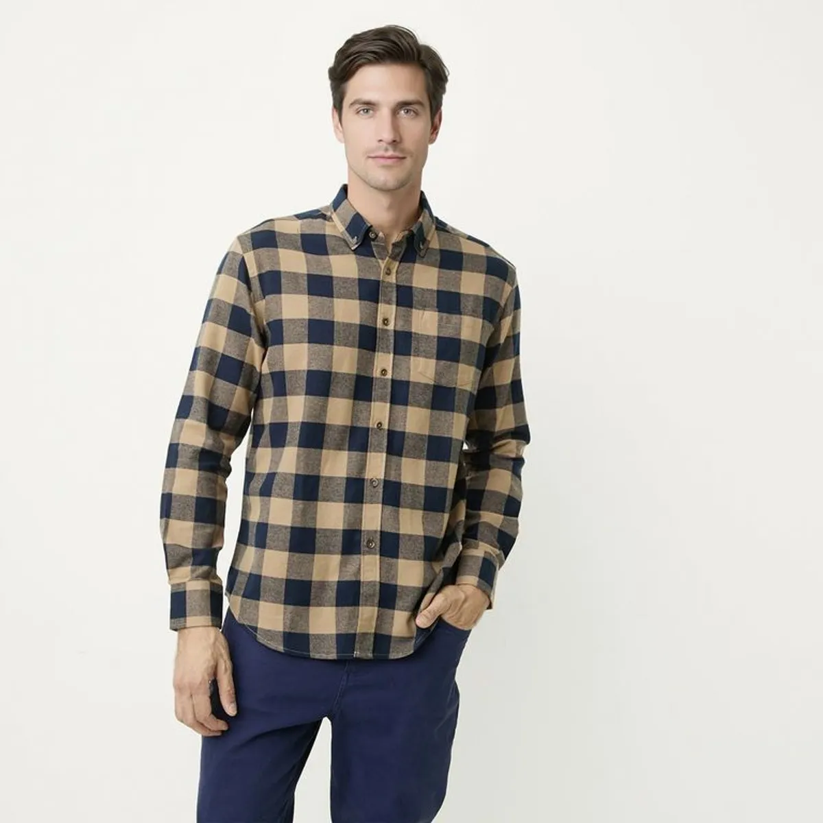 NEWPORT - Camisa Algodón Manga Larga Casual Hombre Newport