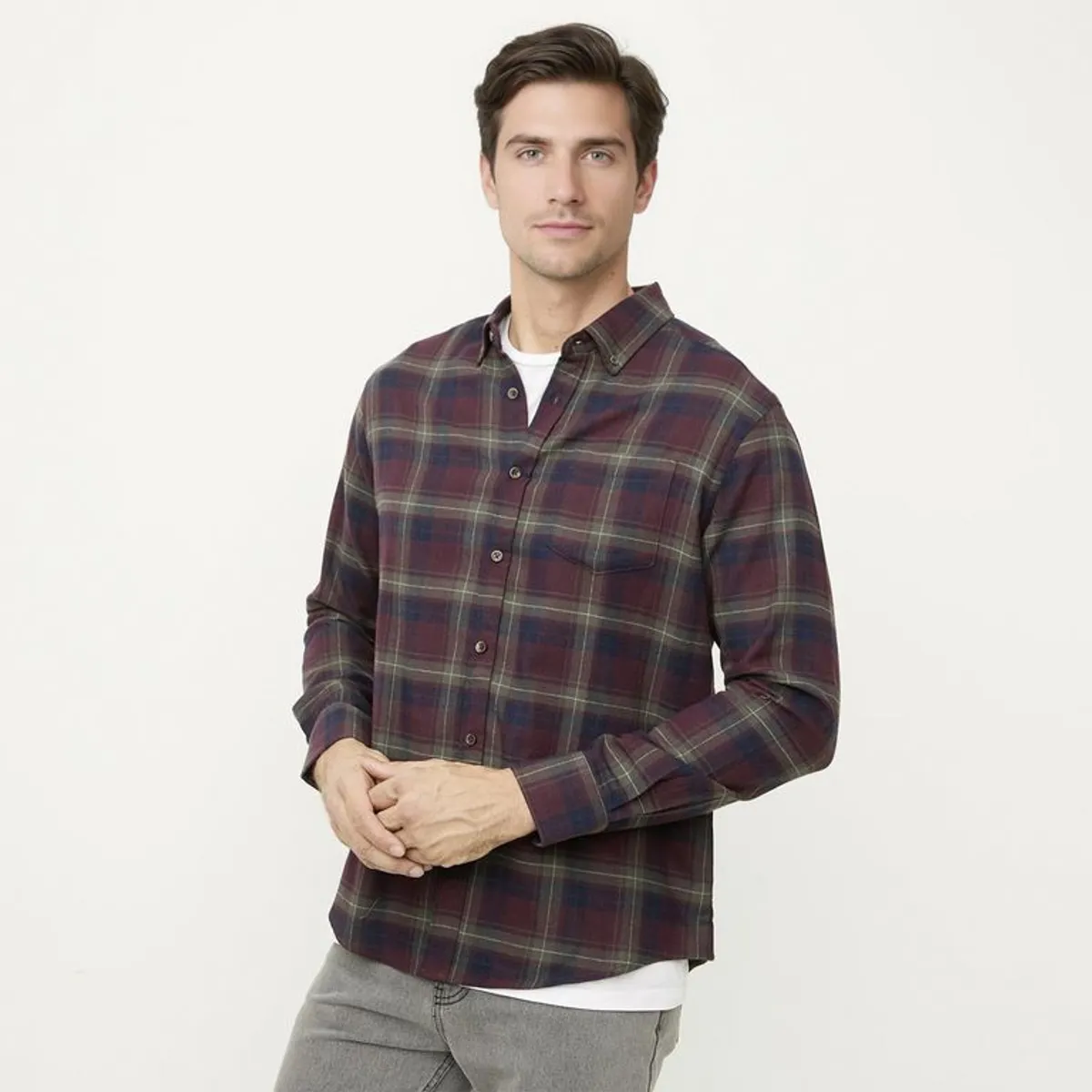 NEWPORT - Camisa Algodón Manga Larga Casual Hombre Newport