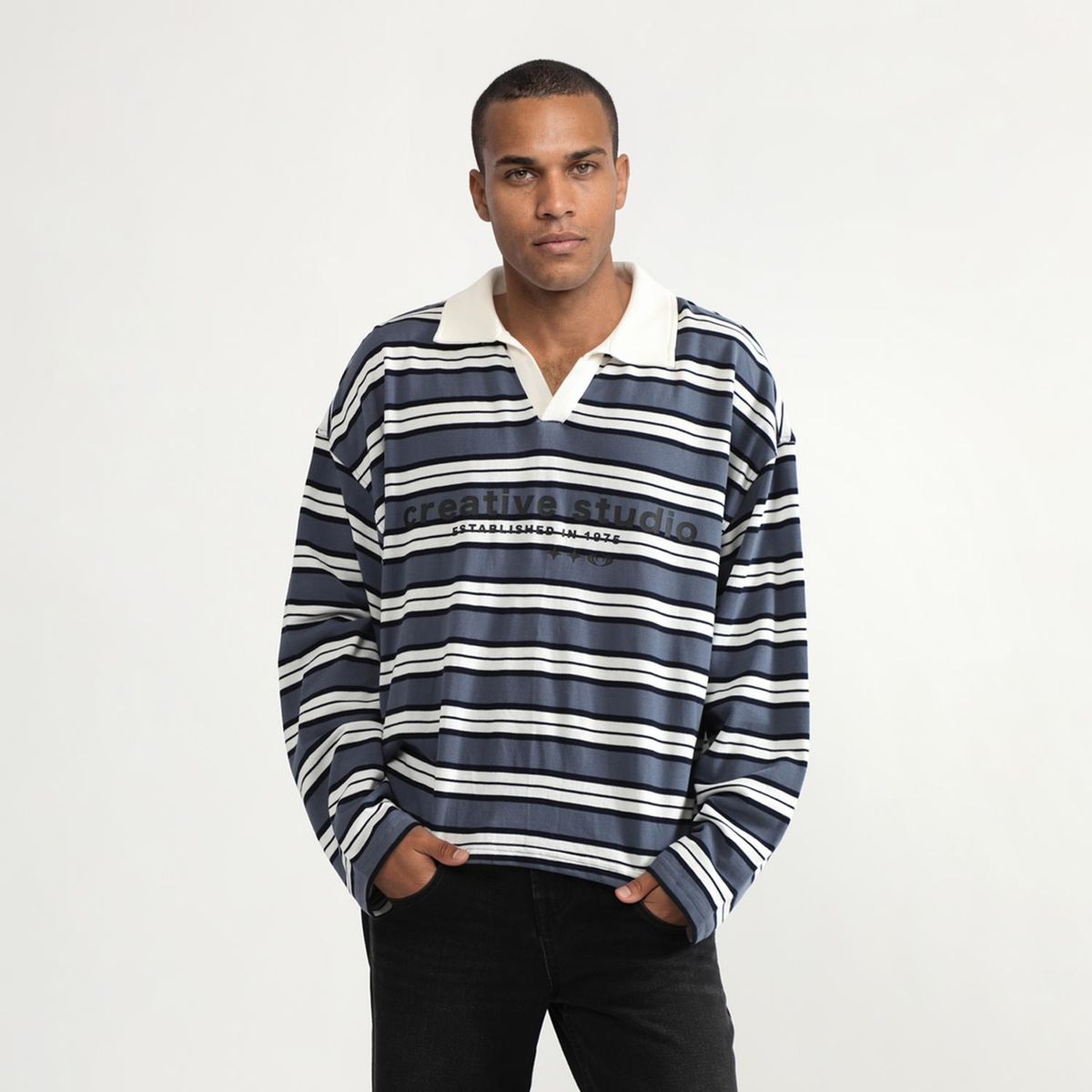 DENIMLAB - Polo 100%Algodón oversized fit Manga Larga Hombre Denimlab