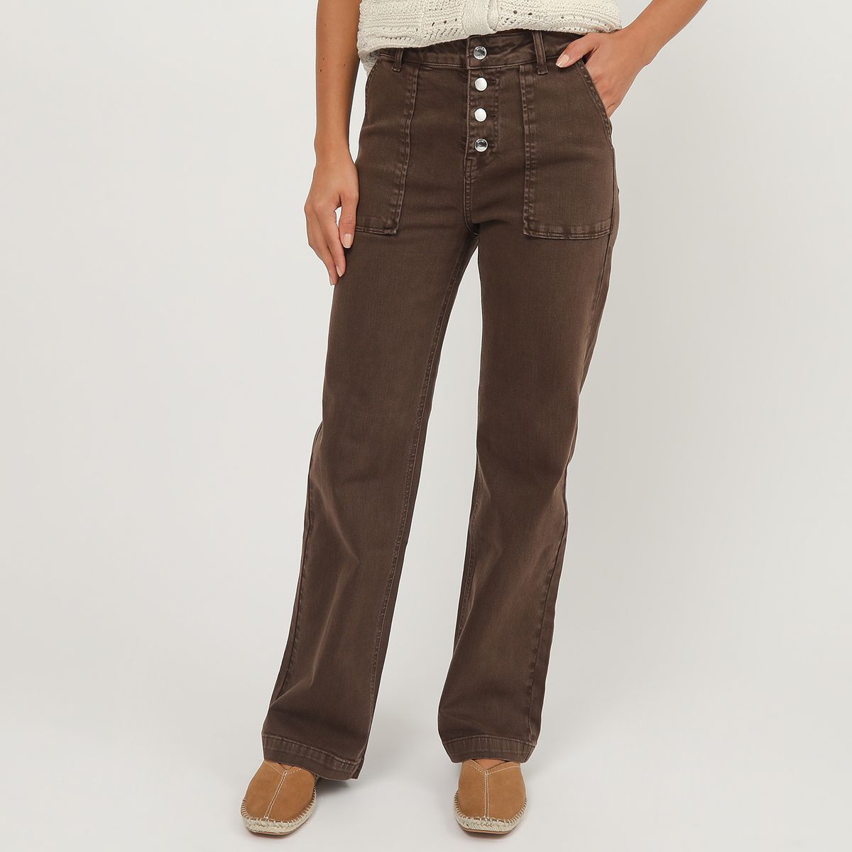 ELLE - Jean Straight Tiro Alto Mujer Elle