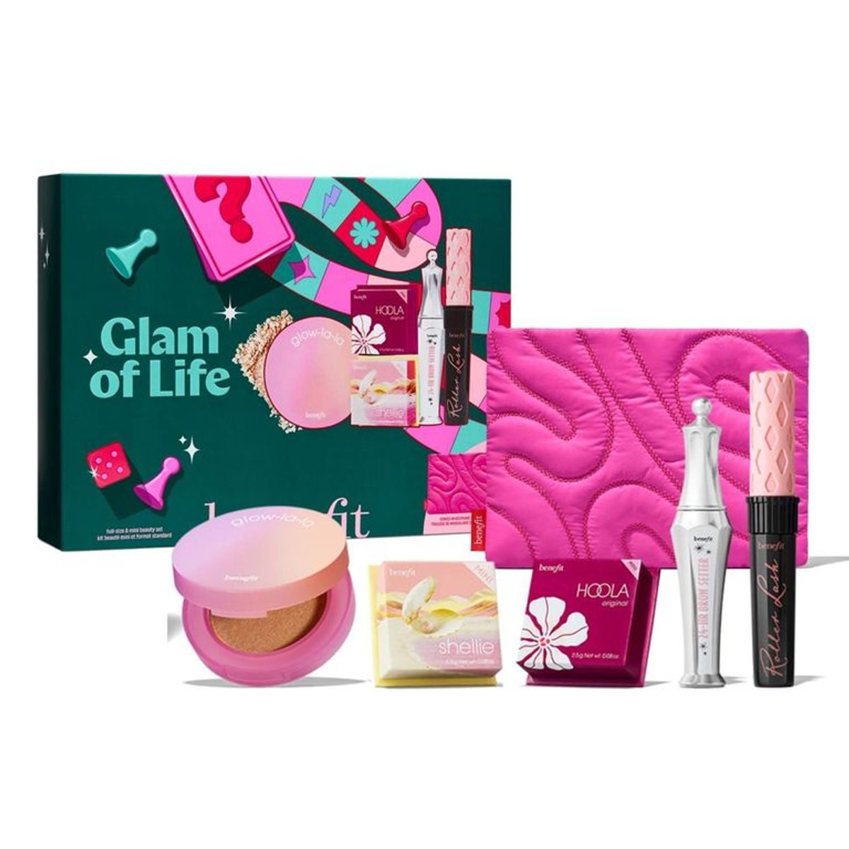 BENEFIT - Set De Rostro, Ojos Y Cejas Glam Of Life - Bronzer, Rubor, Iluminador, Máscara, Gel De Cejas