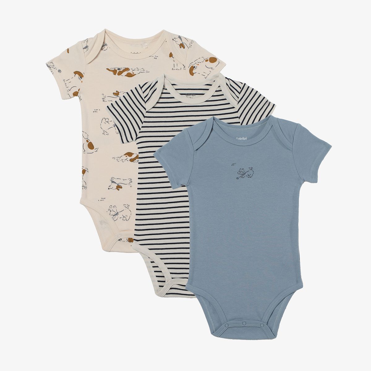 YAMP - Body Bebé Niño Pack X3 Algodón Yamp